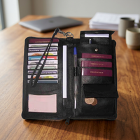 ADORA Portefeuille de voyage unisexe en cuir véritable, 3 porte-passeports, blocage RFID, fermeture éclair, haute qualité, durable