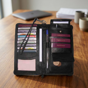 ADORA Cartera de Cuero Genuino con Bloqueo RFID, para 3 Pasaportes, Unisex, de Viaje, Familiar, con Cierre, de Alta Calidad y Duradera - Product Image 3