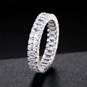 18k Rose Gold Plated VVS Diamond Radiant Cut <b>Eternity</b> Band Full <b>Eternity</b> Luxury Wedding <b>Ring</b> IGI Certified Unisex - Product Image 4