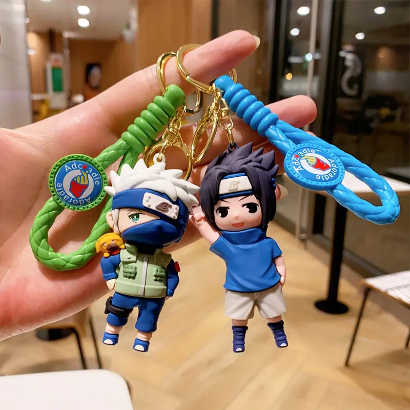 New Arrival Cartoon Anime Narutos Keychain Mini Doll Keyring Promotional Gift Pendant Soft Rubber 3D Car Keychain