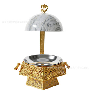 Stainless Steel Chafing Dish 8L Round Buffet <b>Stove</b> With Hanging Lid European Style Hotel Use - Product Image 2