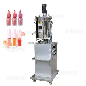 Semi-automatic vertical pressure vacuum cosmetics thick lip gloss lip mud heating filling machine