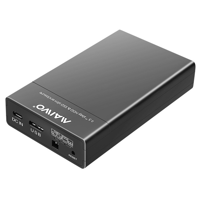 2Bay HDD Enclosure Dual Bay SSD Case 2.5inch RAID Function USB3.0 5Gbps for 2pcs HDD with RAID0/1/JBOD/LARGE Screw-less Design