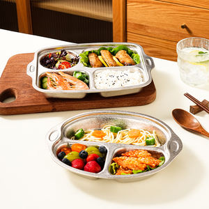 Assiettes à dîner en titane pur à motif de dessin animé, assiettes divisées, assiettes anti-chute pour enfants, lavables au lave-vaisselle, design moderne - Product Image 5