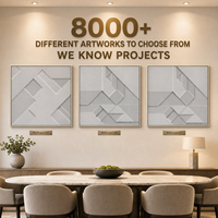 Triptyque mural 3D en PVC multicoque à facettes diagonales gris blanc pur, cadre argenté, pour salle à manger d'hôtel, mur d'accentuation, personnalisable en gros