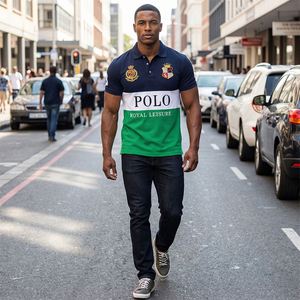 <span class=keywords><strong>Polo</strong></span> da Uomo di Alta Qualità in Piqué 100% Cotone, <span class=keywords><strong>Taglie</strong></span> Grandi, T-Shirt Sportive a Manica Corta con Ricamo 3D, Stile Americano - Product Image 3