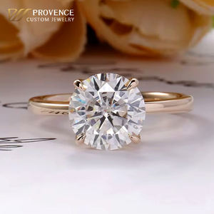 Классическое круглое кольцо с бриллиантом 2 карата, настоящее цельное золото 18 карат, обручальные кольца или кольца с бриллиантами, кольцо с муассанитом D VVS, модное золотое обручальное кольцо - Product Image 1