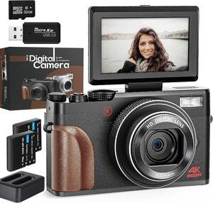 4K 16X 48MP Cámara compacta de 3 pulgadas Cámaras digitales Regalo para niños y adultos <span class=keywords><strong>2</strong></span> baterías <span class=keywords><strong>YouTube</strong></span> Vlogging NBD cámara digital - Product Image 1