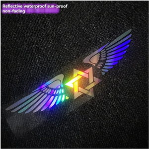 Pegatina Personalizable para Coche con Logotipo Reflectante de Alas de Ángel Arcoíris, Pegatina Decorativa para Carrocería de Coche con Estrella Hexagonal - Product Image 2