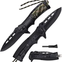 Best Outdoor Camping Hunting Bushcraft EDC Folding Tactical Paracord Survival Military Pocket Knife with Fire Starter