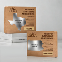 Trophée en bois personnalisé Noble Manufacturer avec carte métallique gravée au laser, récompense régionale pour cadeaux d'affaires et d'entreprise