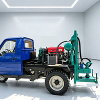 Foreuse hydraulique diesel 25 CV montée sur tricycle pour puits d'eau, profondeur 150 m, compacte pour l'irrigation par forage