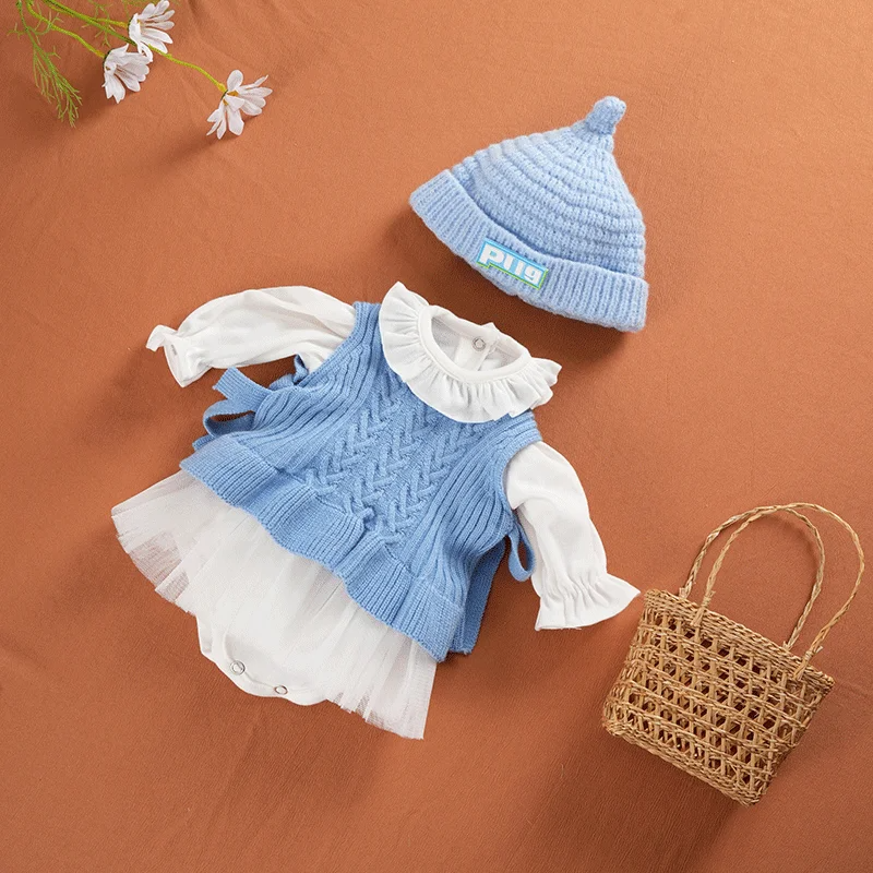 Vêtements de poupée pour poupée de bébé - Bleu - Vêtements pour poupée de bébé - Accessoires de poupée de 43 cm - Comprend une combinaison, des chaussettes et des cintres, cadeaux