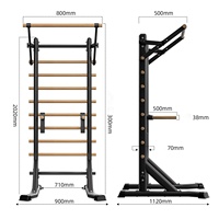 PINJIAN 280kg Station d'entraînement murale à suspension, Station de tractions et de dips, Échelle suédoise, Barres de traction, Échelle en bois pour entraînement physique