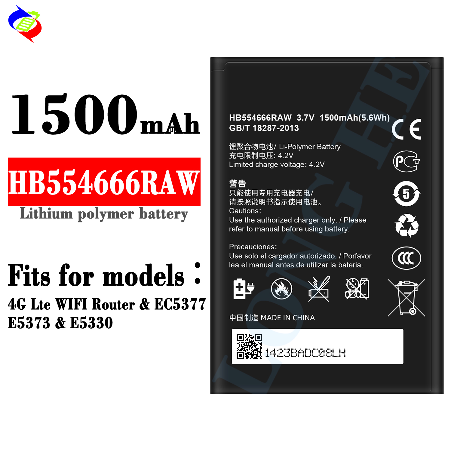 CS Batteria 1500mAh 3.7V Li-ion – Compatibile Con Huawei E5, E5830, E586, Pocket WiFi C01HW E Altri – Sostituisce LB1500-03 - 3