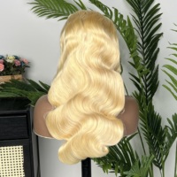 Cheveux humains vietnamiens bruts de qualité 12A, frontal en dentelle HD 13x4, densité 200 # Perruques blondes 613 à ondulations naturelles