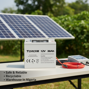 Batería <span class=keywords><strong>AGM</strong></span> de Ciclo Profundo de 12V 38Ah, Batería de Gel para Almacenamiento de Energía Solar, Libre de Mantenimiento - Product Image 1