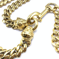 Collier pour chien personnalisé de luxe en chaîne cubaine robuste pour Pit Bull 20 mm/32 mm avec boucle en métal plaqué or 18 carats