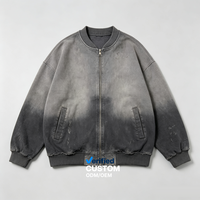 Chaqueta de talla grande de peso pesado con lavado ácido y efecto desgastado por el sol, estilo vintage streetwear, venta al por mayor ODM, proveedor líder