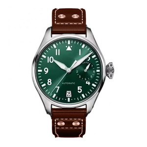 Montre en argent avec logo personnalisé, bracelet en cuir marron, cadran noir avec lumière nocturne, montre à quartz pour femme, montre étanche pour homme - Product Image 5