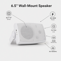 Altavoces de Pared de 6.5 Pulgadas, Altavoz de Audio PA para Interiores de 40W, Logotipo Personalizado para Escuelas, Oficinas, Hoteles, Parques Comerciales, Música de Fondo