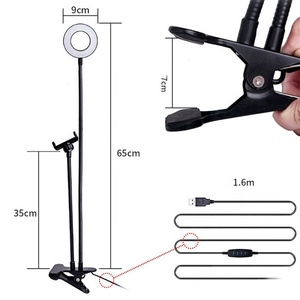Anneau lumineux LED USB avec support <span class=keywords><strong>de</strong></span> téléphone, clip, support <span class=keywords><strong>de</strong></span> <span class=keywords><strong>table</strong></span>, diffusion en direct, selfie, maquillage - Product Image 2