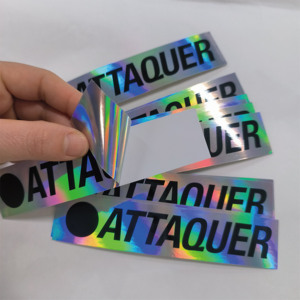 Pegatinas de logotipo troqueladas de <span class=keywords><strong>vinilo</strong></span> holográfico de PVC con forma personalizada etiquetas adhesivas de holograma de arcoíris brillantes <span class=keywords><strong>individuales</strong></span> Material PP - Product Image 2
