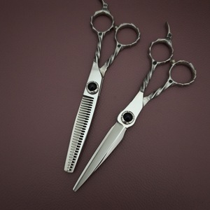 Ciseaux professionnels pour cheveux de 6 pouces, ciseaux à effiler en acier inoxydable, lame tranchante, manche long, design personnalisé - Product Image 2
