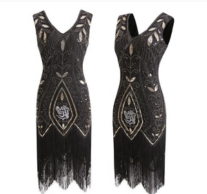 Bestdance Grandes Tailles!!Vintage 1920s Clapet Gatsby Robe De Soirée Fantaisie Costumes U Cou Cap - Product Image 3