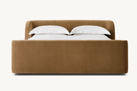 Cadre de lit en velours luxueux, taille King Queen, lit élégant incurvé pour chambre principale, hôtel, villa, mobilier haut de gamme pour la maison