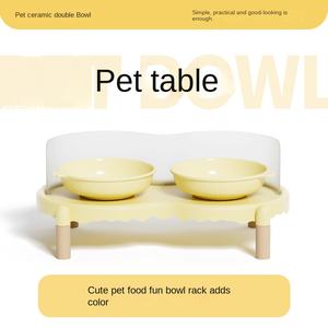 <span class=keywords><strong>Dog</strong></span> Food <span class=keywords><strong>Bowl</strong></span> Set Cerâmica Double <span class=keywords><strong>Bowl</strong></span> Impermeável Anti-splash Não é fácil Derrubar Padrão Sólido Dupla Eco <span class=keywords><strong>Dog</strong></span> <span class=keywords><strong>Bowl</strong></span> Rack - Product Image 5