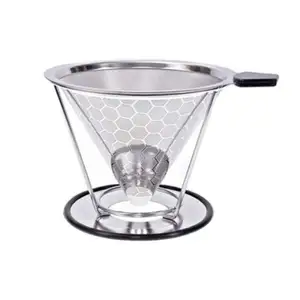 Coffee funnel drip double stainless steel filter free hand brewed coffee filter hand ground coffee filter