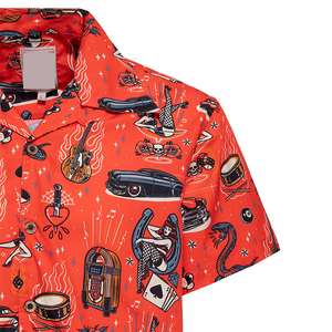 Chemise d'été personnalisée pour les vacances à la plage, chemise hawaïenne imprimée DTG, chemise à manches courtes pour <span class=keywords><strong>homme</strong></span>, imprimé rétro <span class=keywords><strong>rockabilly</strong></span>, col cubain - Product Image 3
