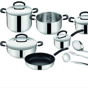 Juego de Ollas y Sartenes de Acero Inoxidable SS201, 13 Piezas, con Tapa de Vidrio y Mango Ergonómico, para Hogar, Restaurante y <span class=keywords><strong>Chef</strong></span> - Product Image 1