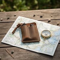 Funda de Cuero Genuino para Linterna de Camping, Portátil, para Hombre, Funda de Cuero Vacuno, Organizador de Bolsillo EDC, Funda para Navaja