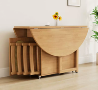 Ensemble de table à manger pliante extensible avec plateau rabattable papillon, armoire de rangement en rotin, plateau en marbre sur roulettes, gain de place