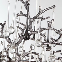 Lustre Goutte d'Eau en Cristal, Luminaire Atmosphérique Nordique en Aluminium pour Escalier et Salon, Luxe et Élégance