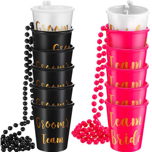 Gobelets perlés pour équipe de la mariée et équipe du marié, gobelets de fête en plastique pour enterrements de vie de jeune fille et de vie de garçon, 20-40 pièces, moulage par injection rond - Product Image 1