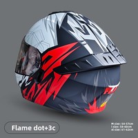 Nouveau casque intégral de moto certifié 3C/DOT en ABS, design graphique flamme, utilisation toutes saisons, garantie 1 an, fabriqué en usine