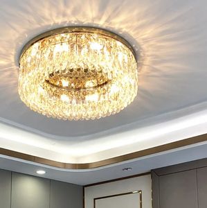 Nouveau Style intérieur décoratif maison éclairage hôtel or lumière moderne Led circulaire cristal plafonnier - Product Image 4