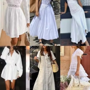 Vestido Midi Elegante de Verano para Mujer, Estilo Europeo Americano, con Manga Volante, Cintura Natural, Cuello en V Regular, Satén Liso Teñido - Product Image 5