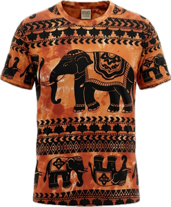Camiseta de manga corta y cuello redondo con diseño de elefante sublimado con efecto tie-dye. Hecho de poliéster de 140 g/m². - Product Image 4