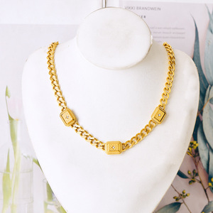 Collana di <span class=keywords><strong>moda</strong></span> personalizzata in acciaio inossidabile con zirconio in pietra con colletto quadrato chainzircone gioiello Set da sposa di lusso - Product Image 5
