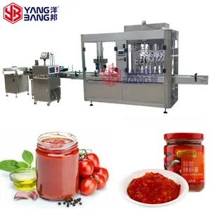 Mesin pengisi pasta tomat otomatis 200g 500g saus saus panas dan lini produksi
