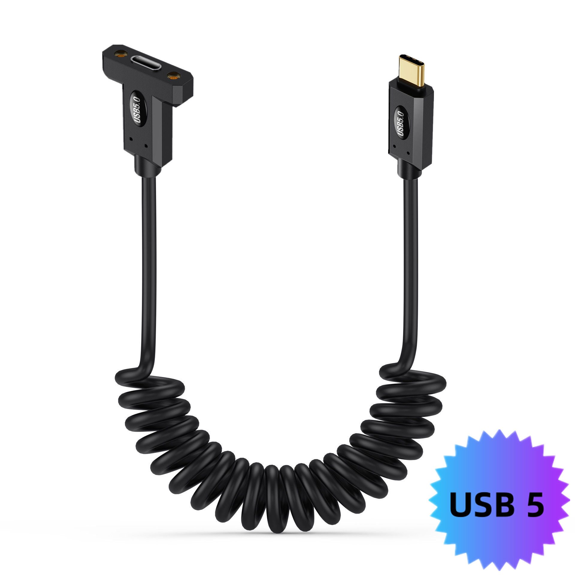U5-molle-tipo-c-maschio-femmina con connettore dritto ad orecchio Nero