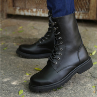 Chaussures en cuir pour hommes printemps-automne 2026, chaussures montantes à semelle épaisse, chaussures décontractées tendance pour hommes, bottes d'extérieur pour hommes avec lacets, bottes de moto