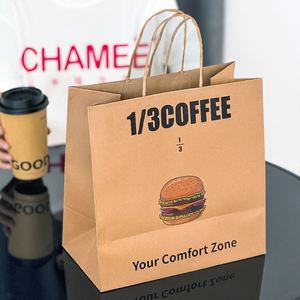 Sacs en papier kraft écologiques de haute qualité personnalisables pour les cafés, impression offset, logo personnalisé classique pour les boissons - Product Image 5