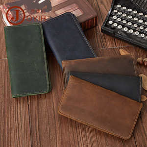 Crazy Horse Leather Men's Wallet <b>Long</b> Multifunctional Clutch <b>Bag</b> With Card Slots For Everyday Use Brown Black - Product Image 1