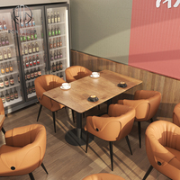 Ensemble de table carrée et de chaises en cuir de design moderne de haute qualité, meubles durables pour café, salle à manger, café