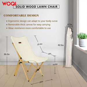 Silla Plegable de Madera Woqi con Forma de Mariposa, Cubierta de Lona, Silla de Jardín para Exteriores, Madera Maciza Blanca, Ligera y Portátil - Product Image 4